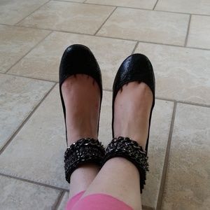Black flats with ankle detail